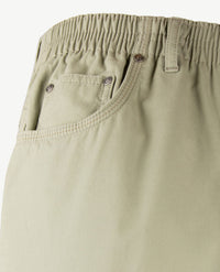 D.Y.P. - Oliver - Elastische band - Luxe katoen - 5-pocket - Klein structuurtje - Licht groen khaki
