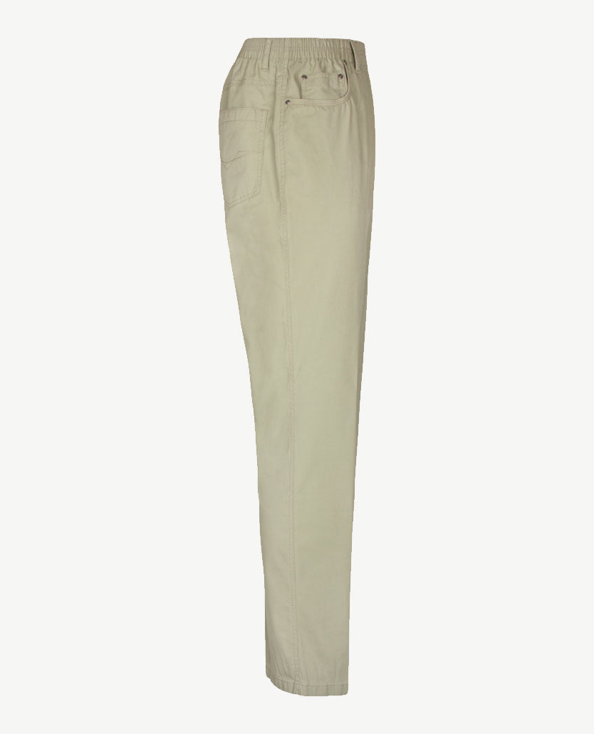 D.Y.P. - Oliver - Elastische band - Luxe katoen - 5-pocket - Klein structuurtje - Licht groen khaki