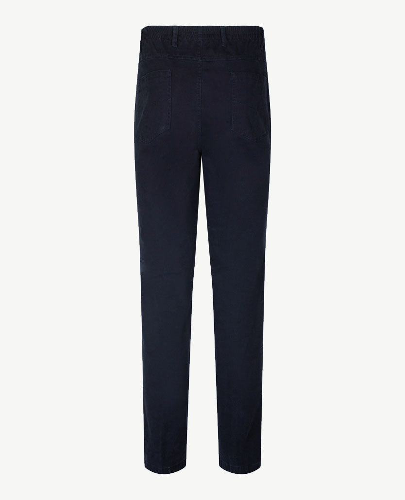 D.Y.P. Oliver 5-pocket instapbroek heren met elastische band, katoen, marine, achterkant