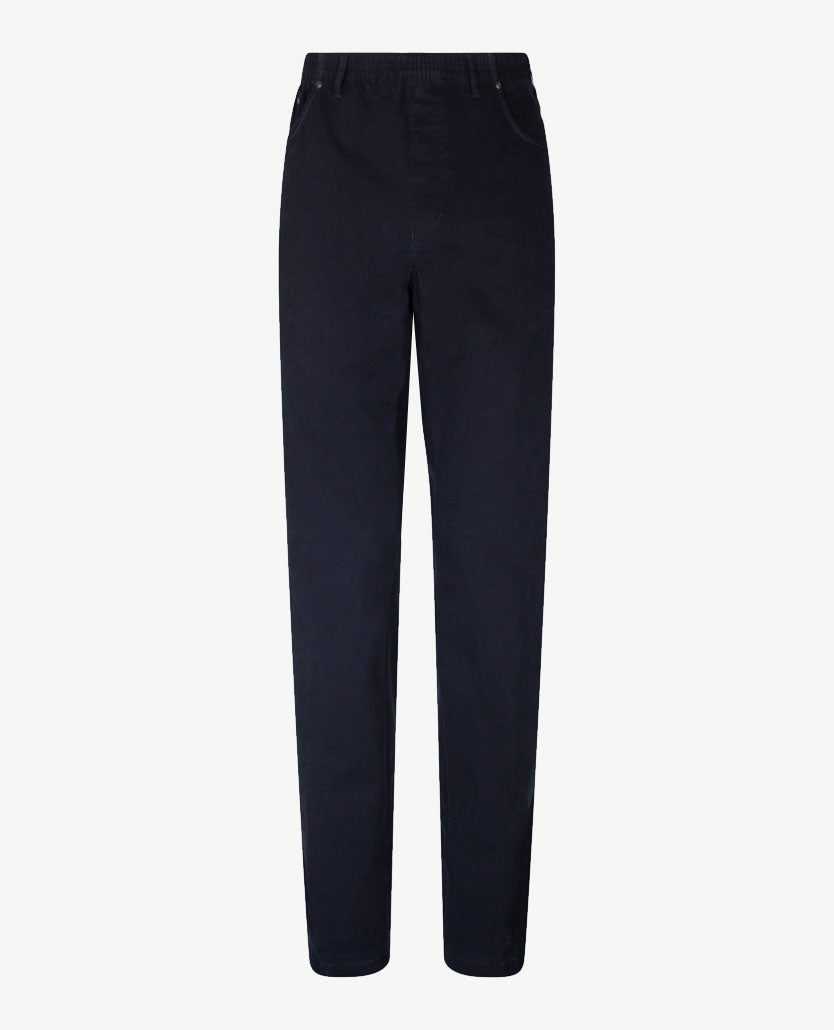 D.Y.P. Oliver 5-pocket instapbroek heren met elastische band, katoen, marine, voorkant