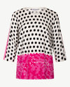 Passioni - Pullover - ronde hals - Nop pink met wit en zwart