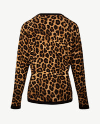 Passioni - Pullover - Ronde V-hals - Tiger zwart en beiges