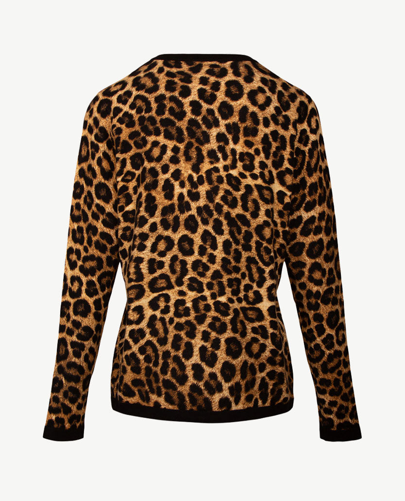 Passioni - Pullover - Ronde V-hals - Tiger zwart en beiges