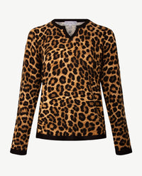 Passioni - Pullover - Ronde V-hals - Tiger zwart en beiges