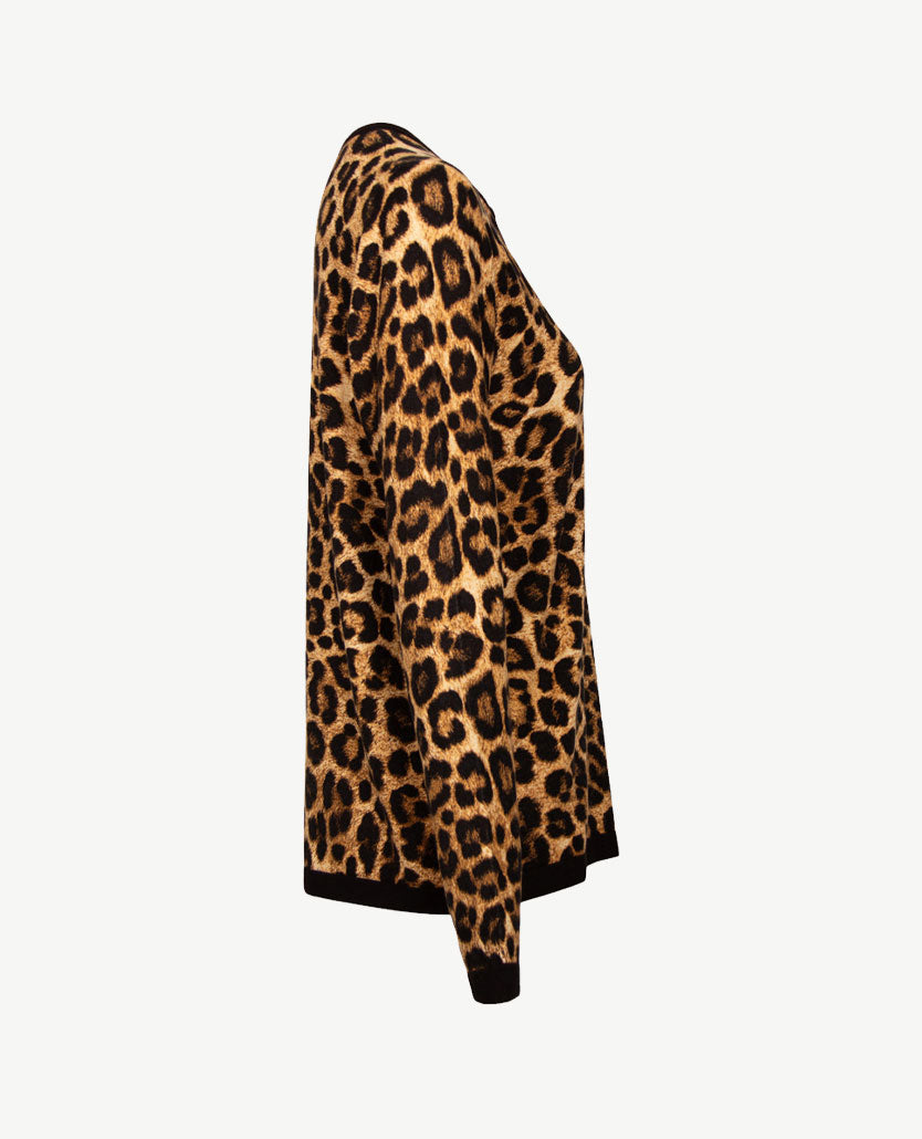 Passioni - Pullover - Ronde V-hals - Tiger zwart en beiges