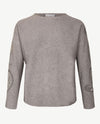 Passioni - Pullover - Ronde hals - Grijs mêlée met glitter op mouw