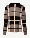 Passioni - Pullover - Ronde V-hals - Blokdessin - beige met zwart