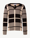 Passioni - Pullover - Ronde V-hals - Blokdessin - beige met zwart