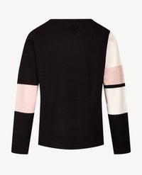 Passioni - Pullover - Ronde hals - Zwart, rose en off-white