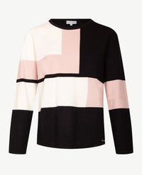 Passioni - Pullover - Ronde hals - Zwart, rose en off-white