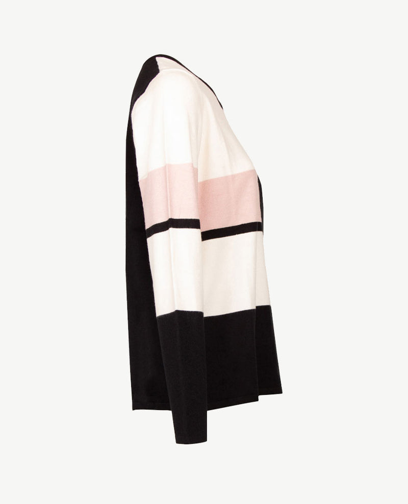 Passioni - Pullover - Ronde hals - Zwart, rose en off-white