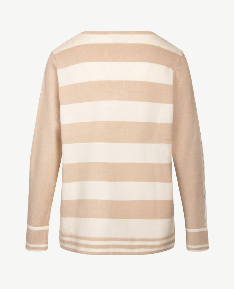 Passioni - Pullover - Ronde v-hals - Beige en off-white