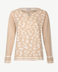 Passioni - Pullover - Ronde v-hals - Beige en off-white