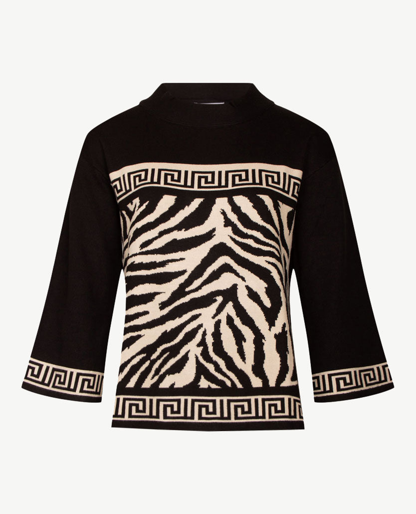 Passioni - Pullover - Coll - Zwart met licht beige
