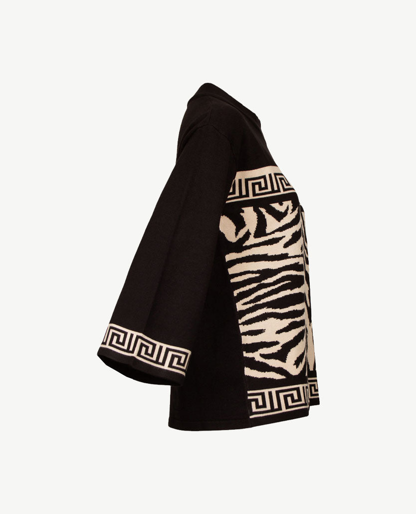 Passioni - Pullover - Coll - Zwart met licht beige