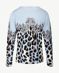 Passioni - Pullover - Ronde hals - Ice blue met zwart, grijs en off-white