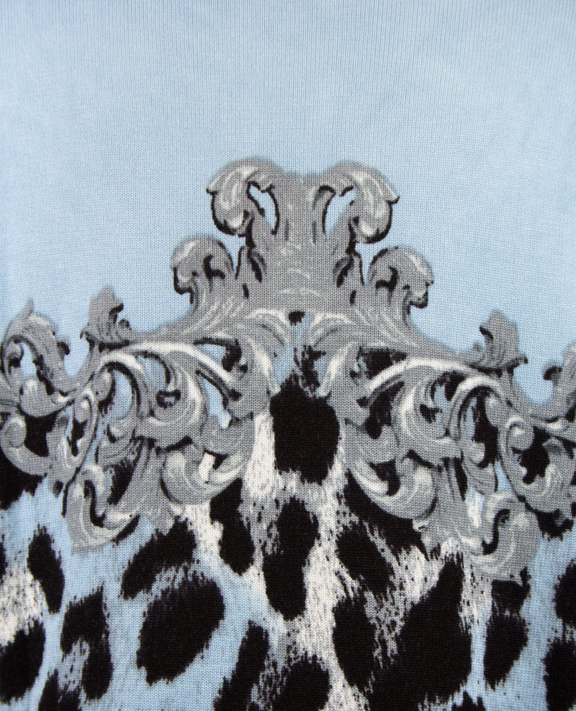 Passioni - Pullover - Ronde hals - Ice blue met zwart, grijs en off-white