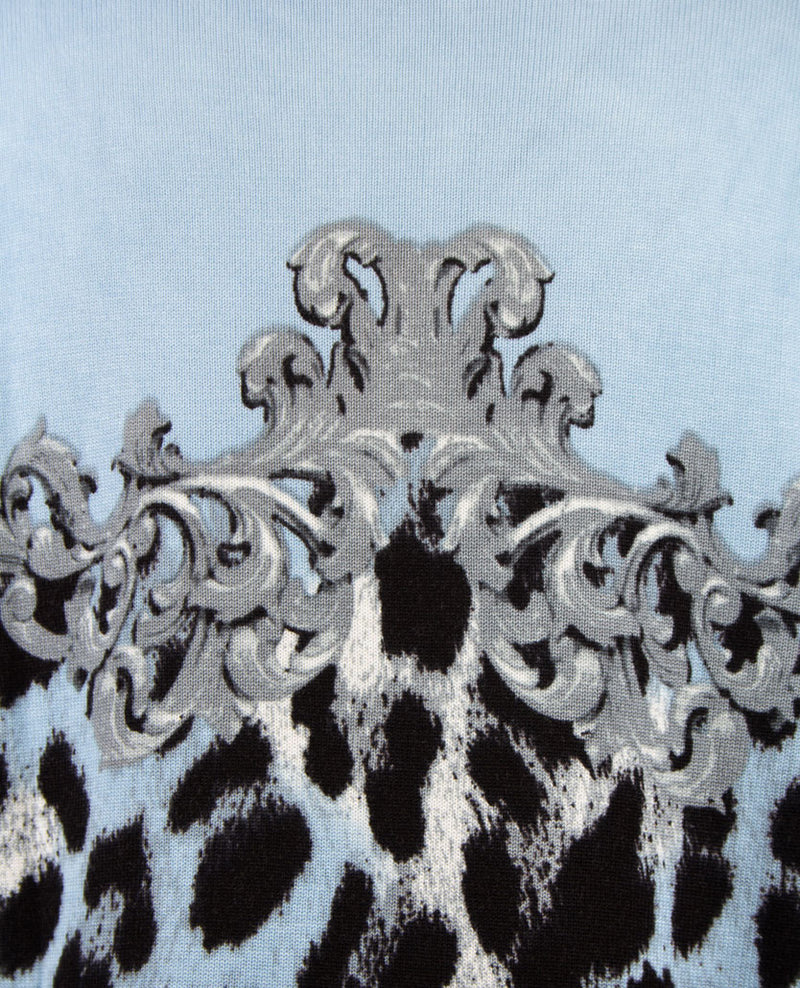 Passioni - Pullover - Ronde hals - Ice blue met zwart, grijs en off-white