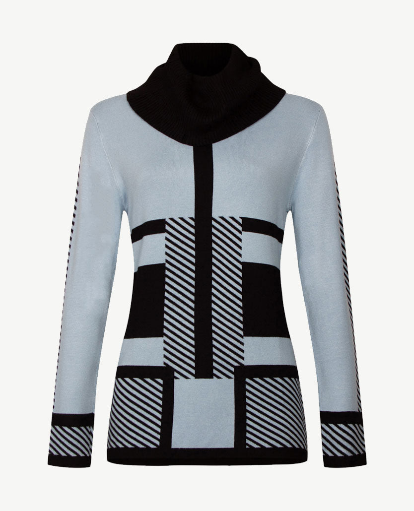 Passioni - Pullover - Coll - Ice blue en zwart