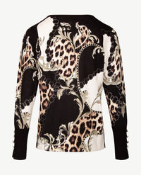 Passioni - Pullover - Ronde v-hals - Chain zwart, beige, grijs en off-white