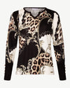 Passioni - Pullover - Ronde v-hals - Chain zwart, beige, grijs en off-white