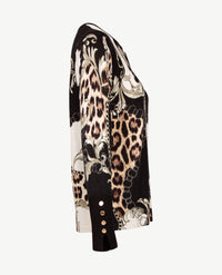 Passioni - Pullover - Ronde v-hals - Chain zwart, beige, grijs en off-white