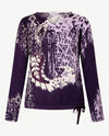 Passioni - Pullover - Ronde v-hals - Violet, lila en off-white en aubergine