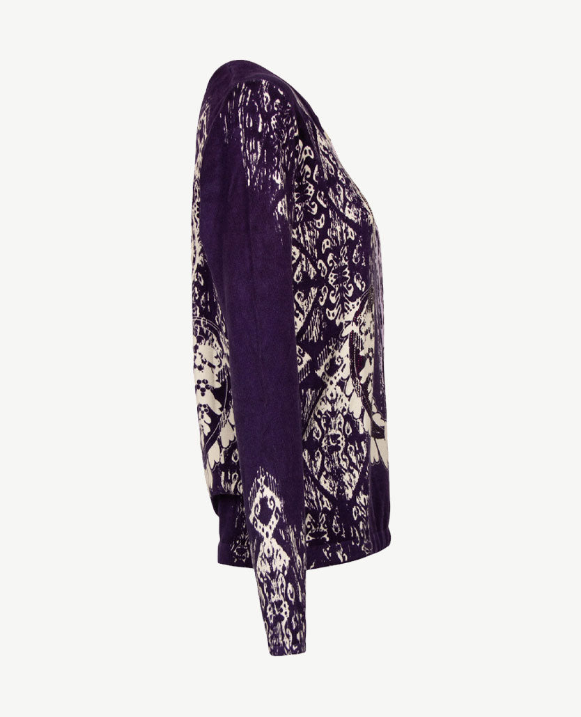 Passioni - Pullover - Ronde v-hals - Violet, lila en off-white en aubergine