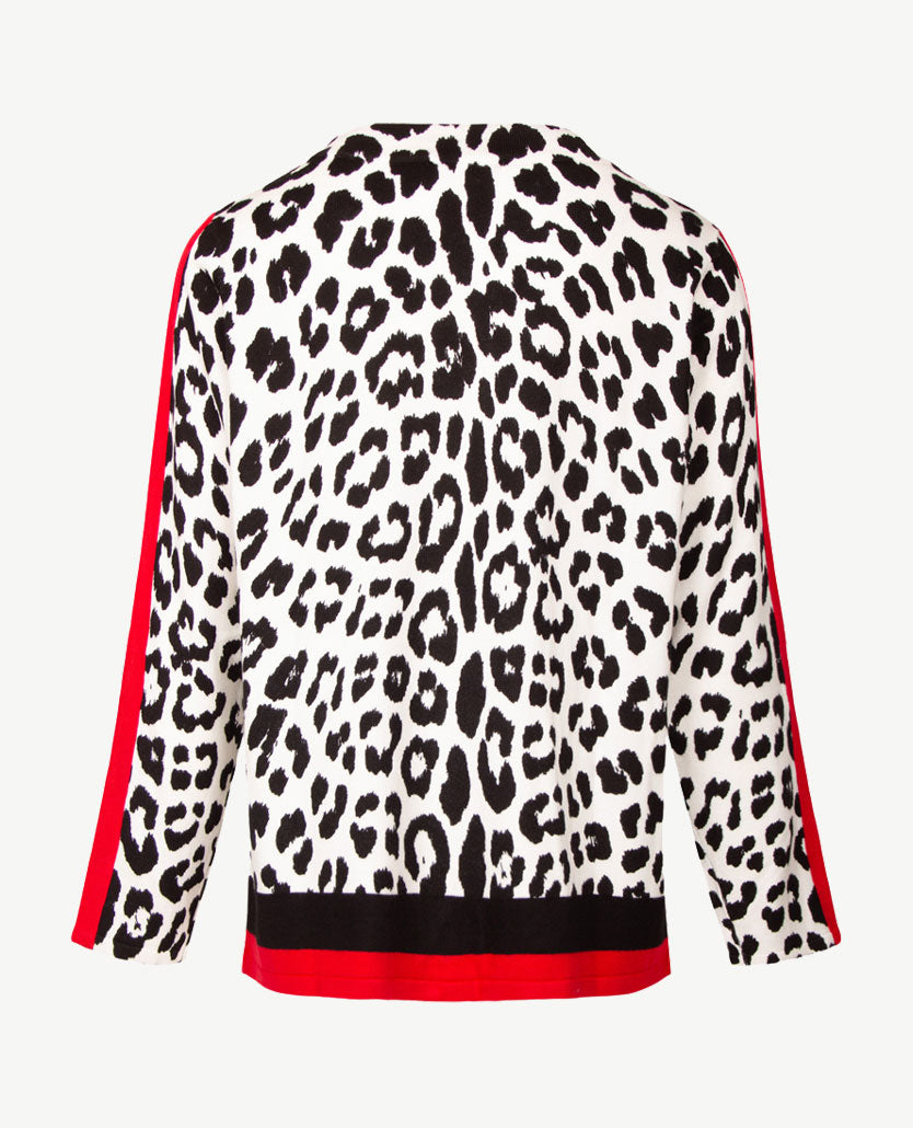 Passioni - Damespullover - Ronde hals - Zwart met off-white en red