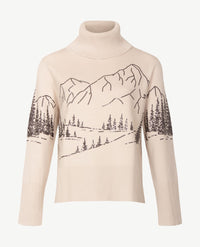 Passioni - Damespullover coll - Stonebeige met zwart en pailleten