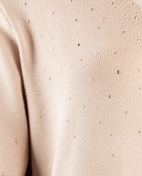 Passioni - Damespullover - V-hals - Beige met studjes