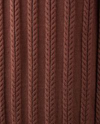 Passioni - Damespolo gebreid - V-hals - Kabel choco