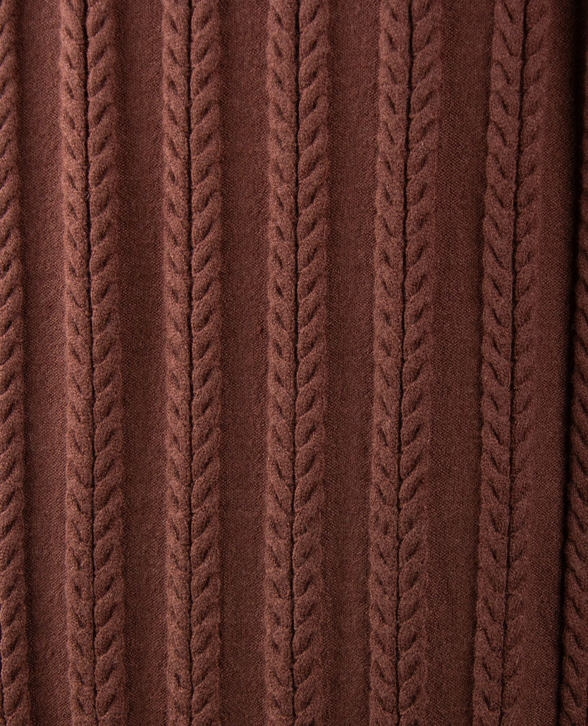 Passioni - Damespolo gebreid - V-hals - Kabel choco