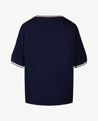Passioni - Top - Ronde hals - Navy met wit