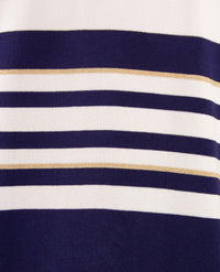 Passioni - Pullover - Ronde v-hals - Streep blauw met glans en wit