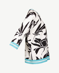 Passioni - Lichte pullover - V- hals - Dessin wit, antracietzwart en azuur