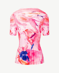 Passioni - Top - Ronde hals - plissé - Pink met blauw en orange