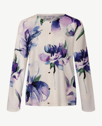 Passioni - Twinset - Ronde hals - Groen, lila, paars en off-white