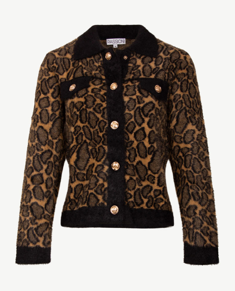 Passioni - Vest - Gebreid - Tiger met zwart