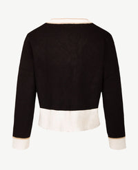 Passioni - Vest kort - Gebreid, met drukknopen- Zwart met goud en off-white