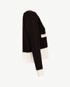 Passioni - Vest kort - Gebreid, met drukknopen- Zwart met goud en off-white