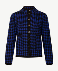 Passioni - Vest - Gebreid - Royal blue met zwart