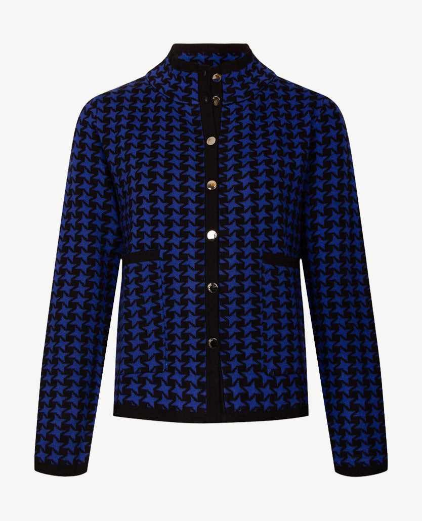 Passioni - Vest - Gebreid - Royal blue met zwart