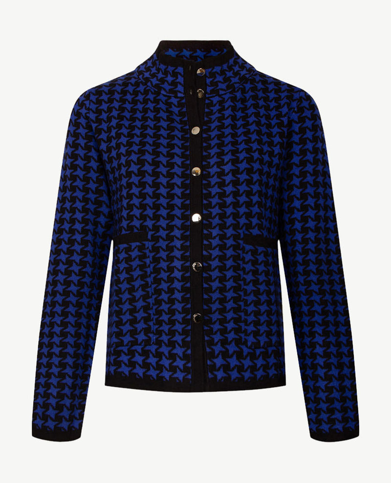 Passioni - Vest - Gebreid - Royal blue met zwart