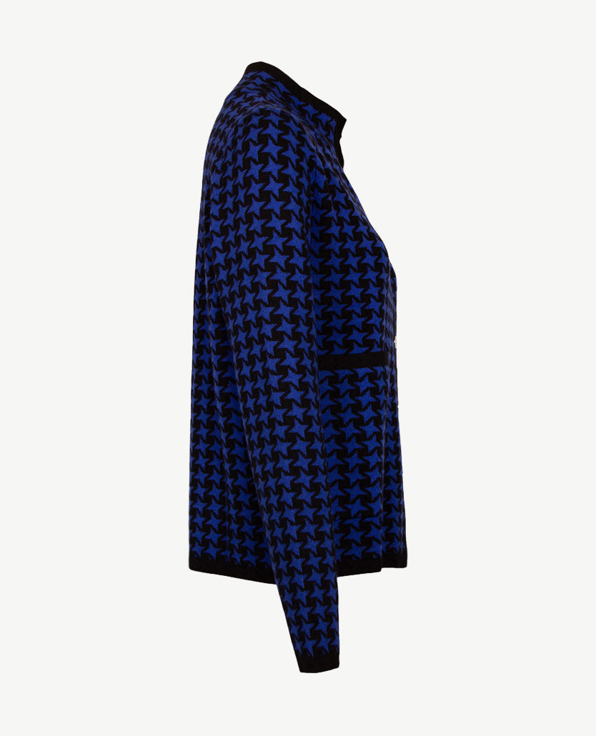 Passioni - Vest - Gebreid - Royal blue met zwart