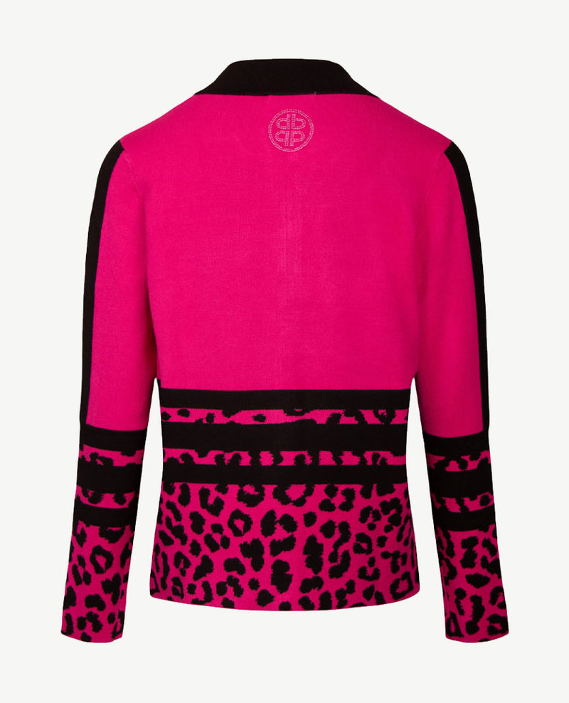Passioni - Vest met rits - Gebreid - Pink met zwart