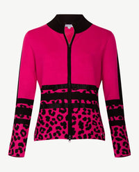 Passioni - Vest met rits - Gebreid - Pink met zwart