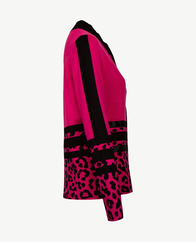 Passioni - Vest met rits - Gebreid - Pink met zwart