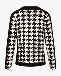 Passioni - Vest  met rits - Gebreid - Pied de cocq -  zwart off-white