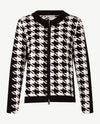 Passioni - Vest  met rits - Gebreid - Pied de cocq -  zwart off-white